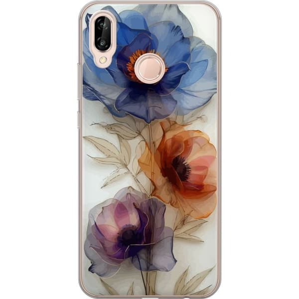 Mobiletui til Huawei P20 lite med Silke Blomster