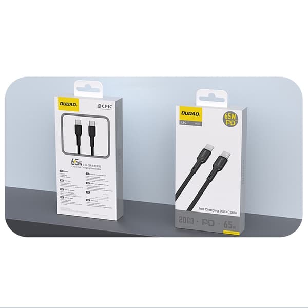 Dudao USB-C - USB-C 65W Kaapeli 2m L9C - Musta