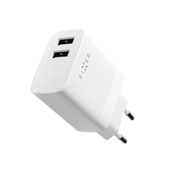 FIXED Hjemmeoplader 2x USB-A 17W/Lightning kabel 1m Hvid