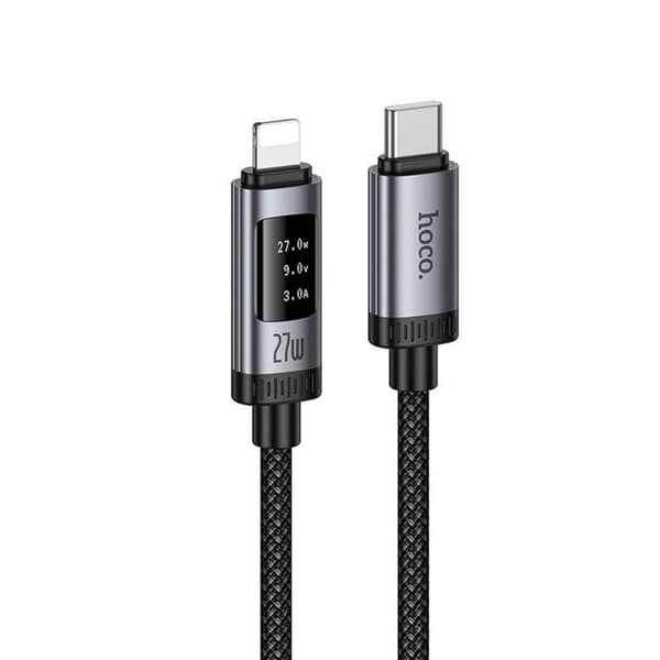 HOCO USB-C til Lightning 27W Kabel 1.2m med Display U148 - Sort