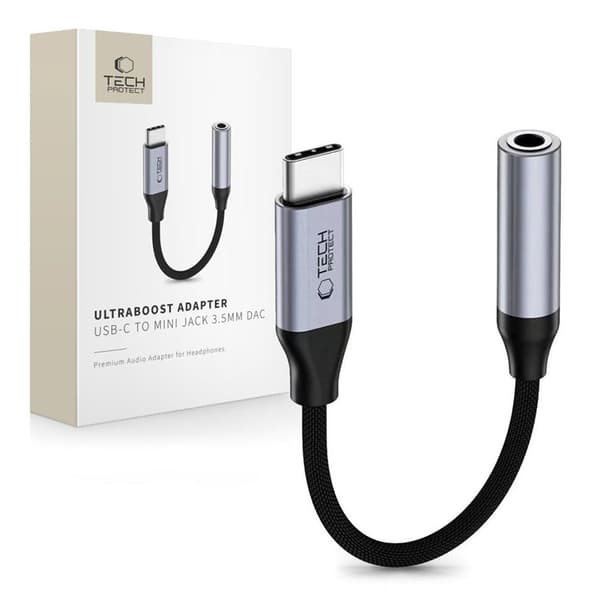 Tech-Protect Mini Jack 3.5mm USB-C-kaapelisovitin Ultraboost - Harmaa