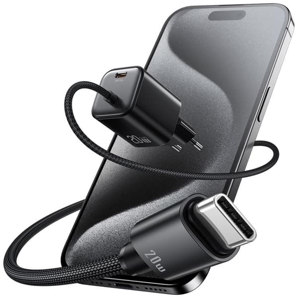 USAMS Hurtigoplader 20W 2xUSB-C GaN Mini JC - Sort