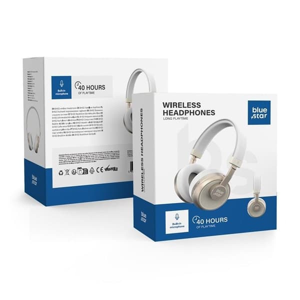 Blue Star Trådlösa Hörlurar Over-Ear Bluetooth - Vit