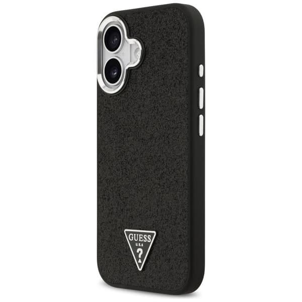 Guess Telefontaske til iPhone 17 MagSafe Glitter Triangle Logo - Sort