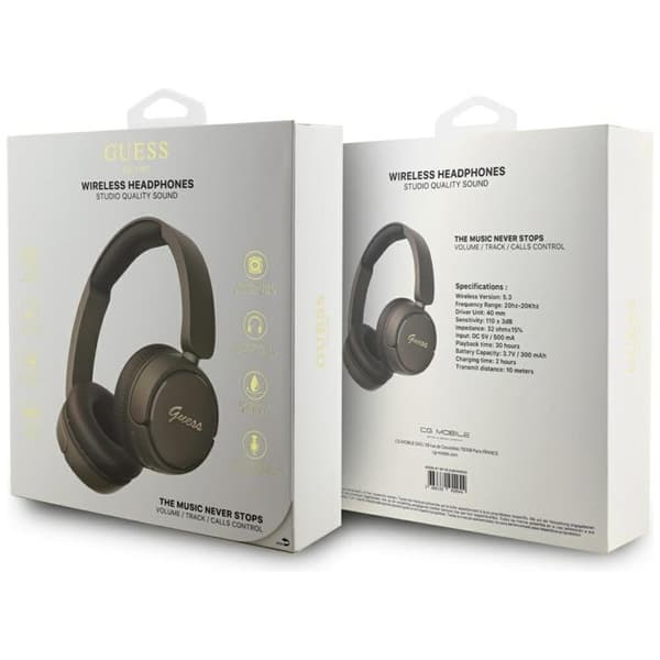 Guess Over-Ear Hovedtelefoner Bluetooth 5.3 Metal Logo Script - Brun