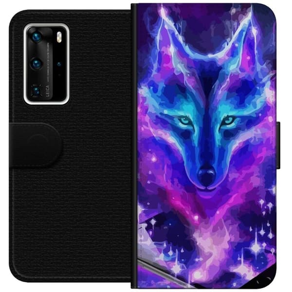 Pung Taske til Huawei P40 Pro med Neon Wolf