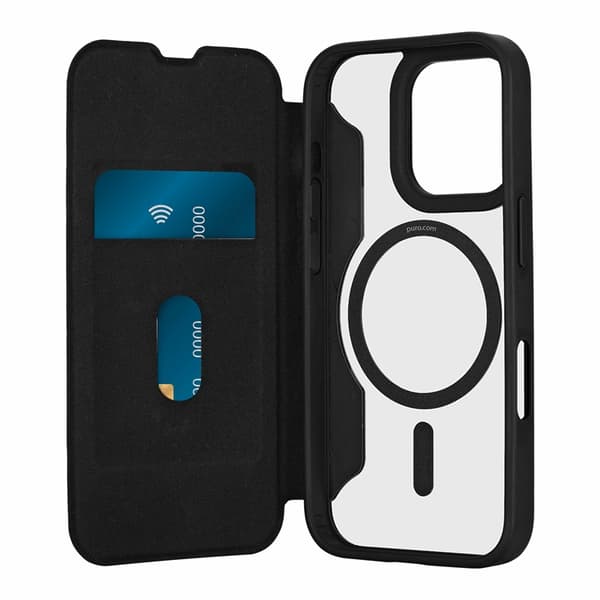 Puro iPhone 16 Pro Max Plånboksfodral Magsafe Läder med Flap