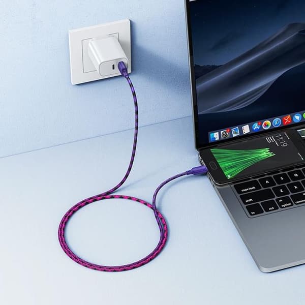 HOCO USB-A till Micro-USB Kabel 2.4A 1m Nylon X116 - Gradient Lila