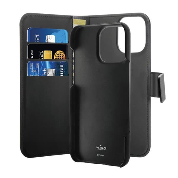 Puro iPhone 16 Pro Plånboksfodral 2-in-1 Detachable - Svart