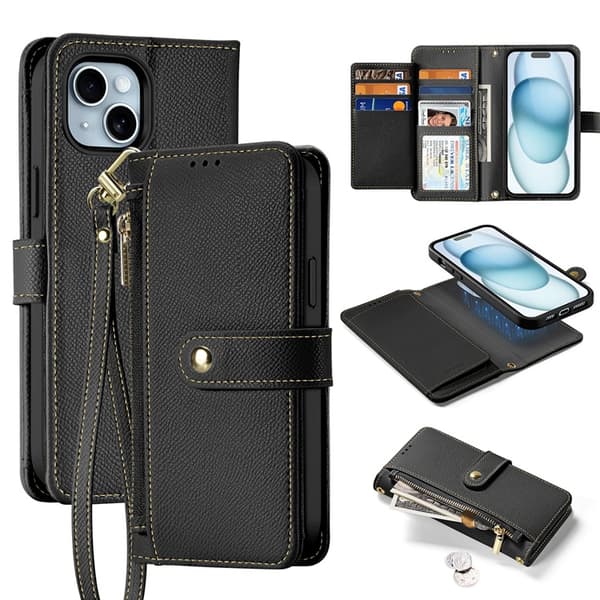 Dux Ducis iPhone 15 Plånboksfodral Lawa Läder - Svart