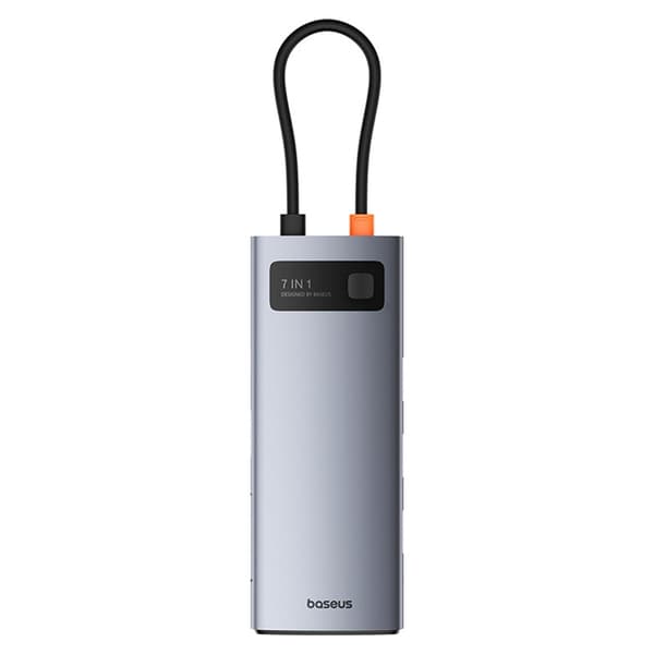 Baseus 7i1 HDMI-Hub USB-C PD 4K 60Hz USB-C 3xUSB 3.0 SD microSD - Grå