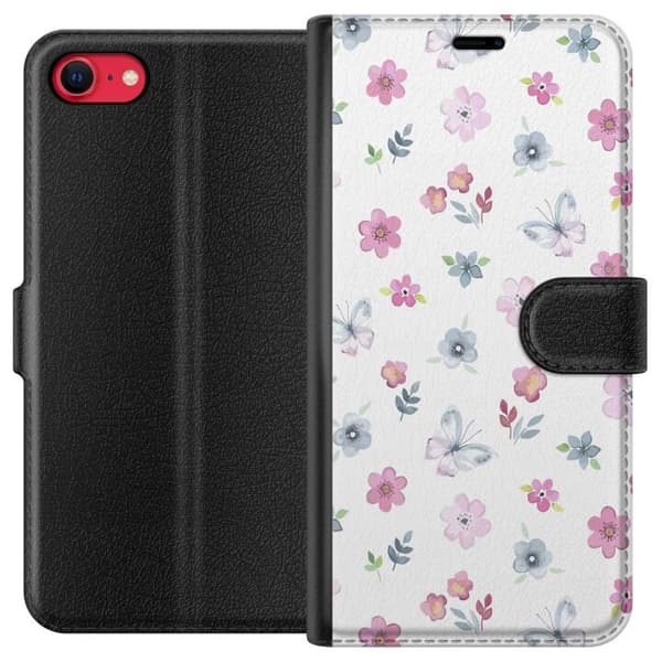 Apple iPhone 8 tegnebog med blomster og sommerfugle