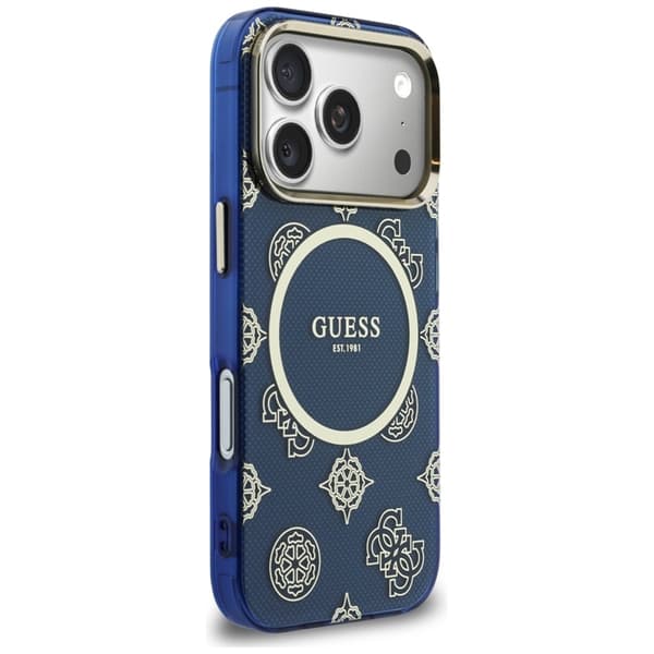 Guess Telefontaske til iPhone 17 Pro MagSafe IML Peony Dot - Blå