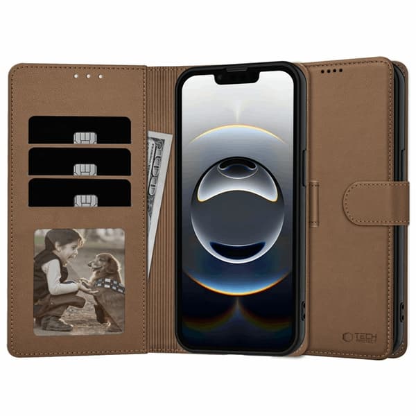 Tech-Protect iPhone 16e Plånboksfodral - Brun