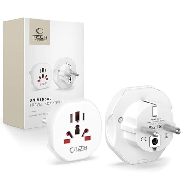 Tech-Protect Universal Rejseadapter EU - Hvid