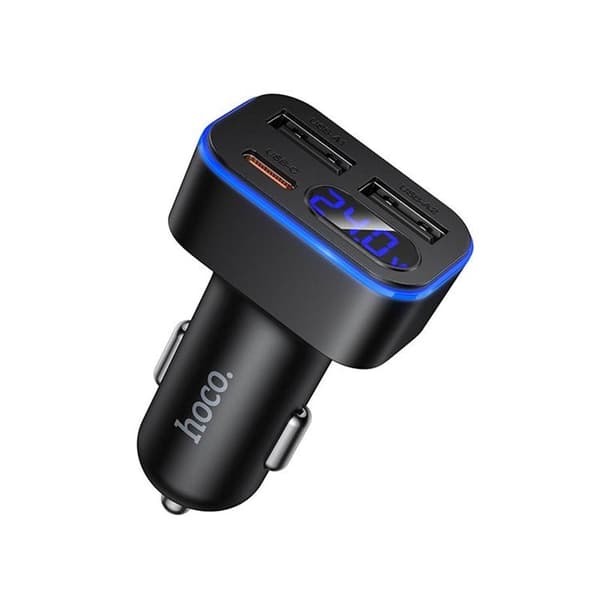 Hoco Biloplader 42W 1xUSB-C 2xUSB-A QC3.0 Z63A - Sort