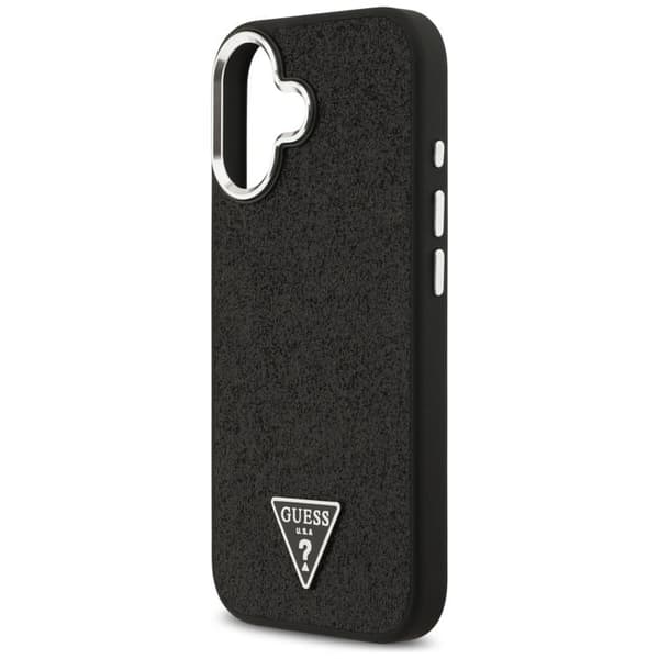 Guess Telefontaske til iPhone 17 MagSafe Glitter Triangle Logo - Sort
