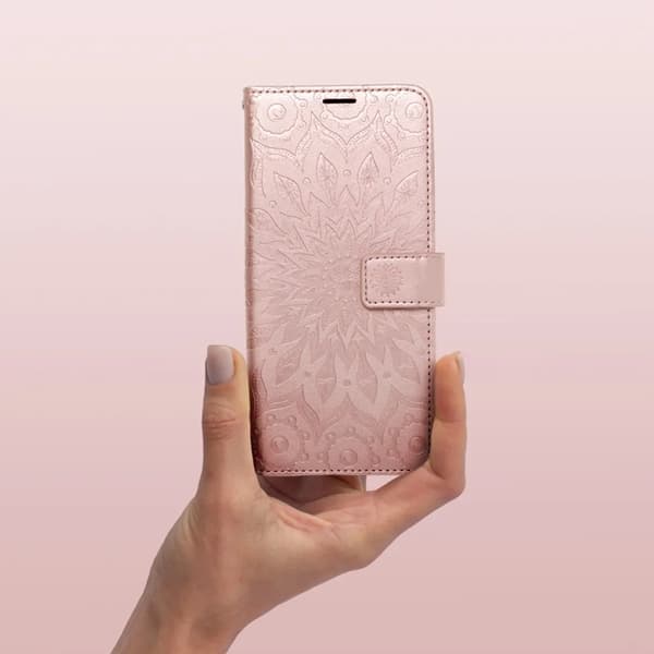 iPhone 16e Lompakkokotelo Mezzo - Mandala Ruusukulta