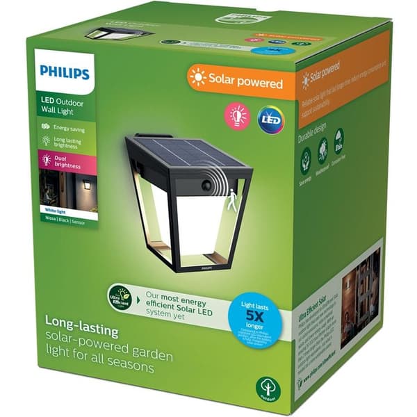 Philips Nissa Væglampe Solcelle LED 250/20lm - Sort