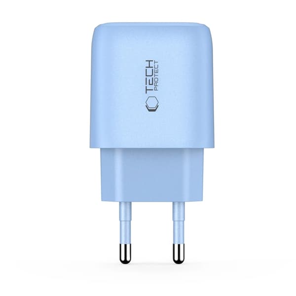Tech-Protect Vægopladeradapter USB-A/USB-C 20W - Babyblå
