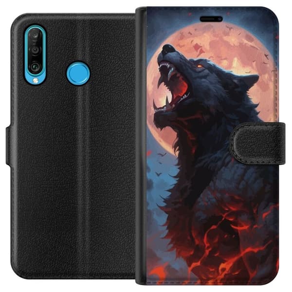 Pung taske til Huawei P30 lite med Howling Wolf
