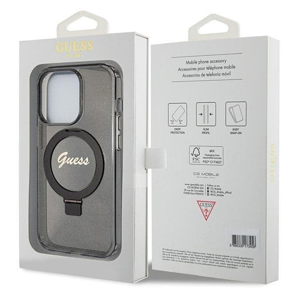 Guess Mobilskal till iPhone 13 Pro/13 MagSafe Ring Stand Script Glitter