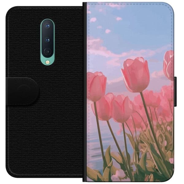 OnePlus 8 tegnebog med lyserøde tulipaner