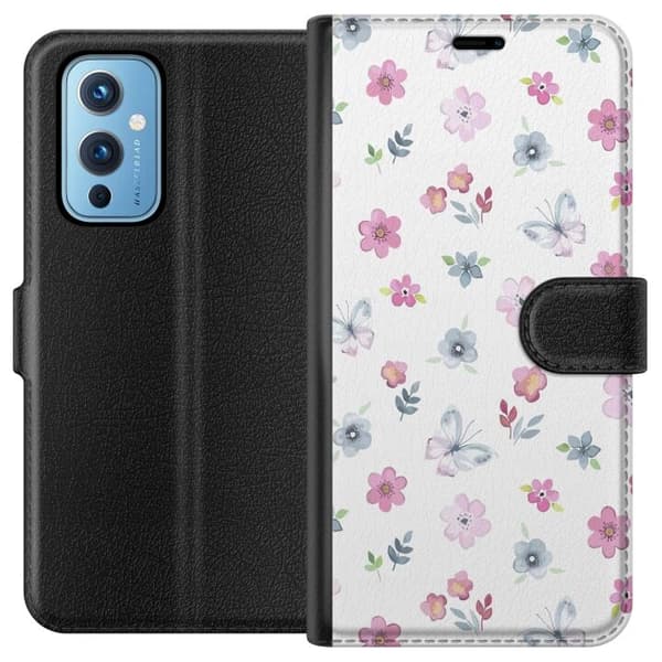 OnePlus 9 tegnebog med blomster og sommerfugle