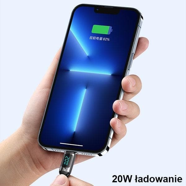 USAMS Flätad kabel U78 USB-C–Lightning LED 1,2m (US-SJ545) - Vit