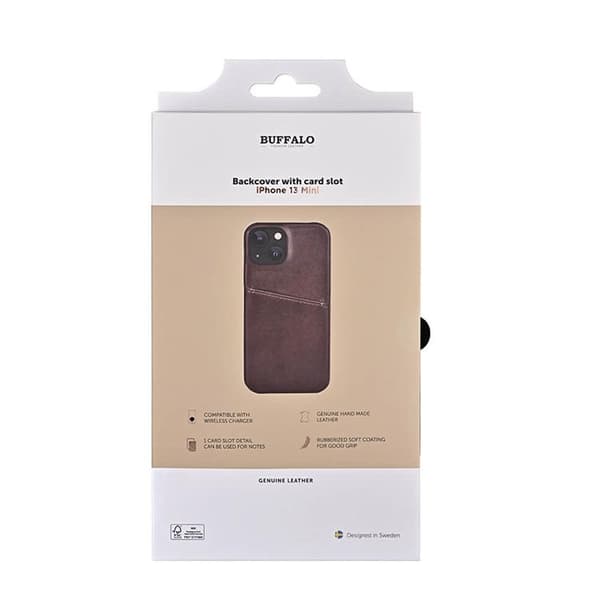 BUFFALO Ægte Læder Taske til iPhone 13 mini - Brun