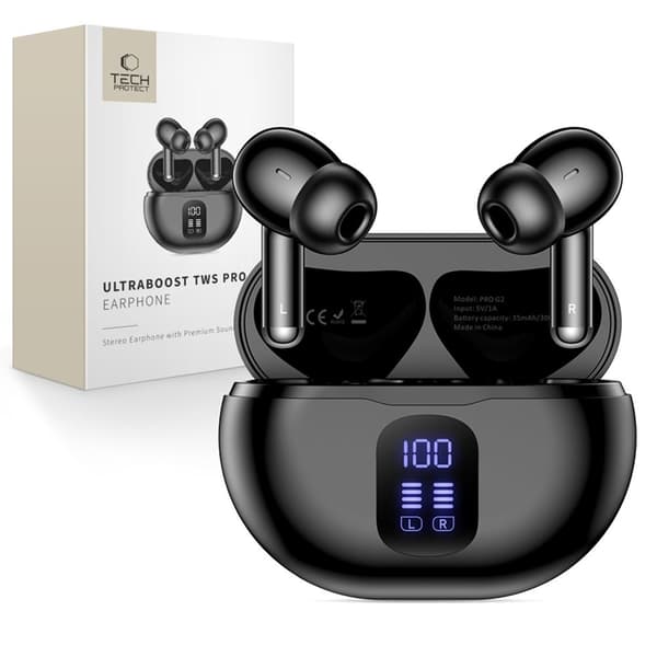 Tech-Protect Trådløs Høretelefon In-Ear Ultraboost Pro G2 - Sort
