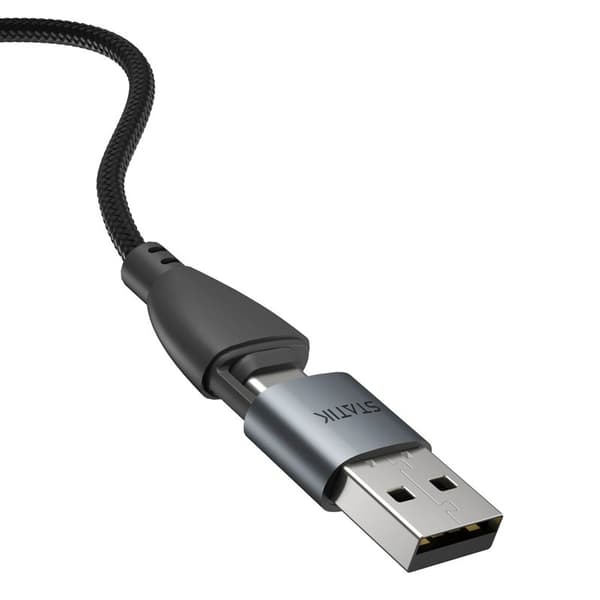STATIK Kabel 360 Pro Magnetisk Tip USB-C/Lightning/MicroUSB Sort 1m