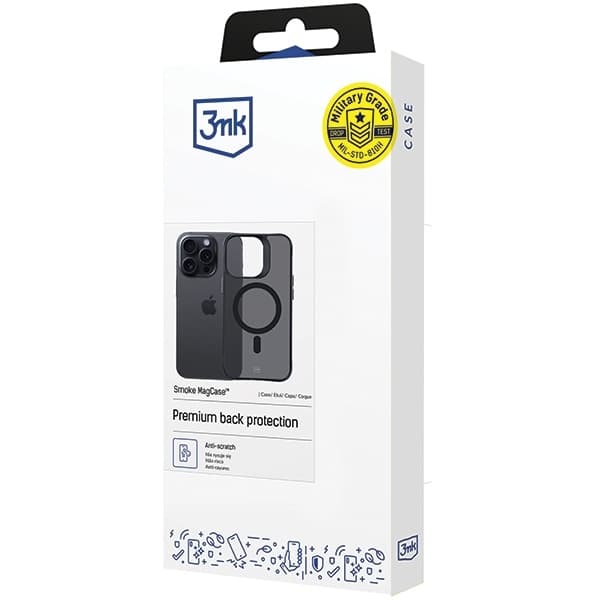 3MK Telefontaske til iPhone 15 Pro Max MagSafe Smoke - Sort