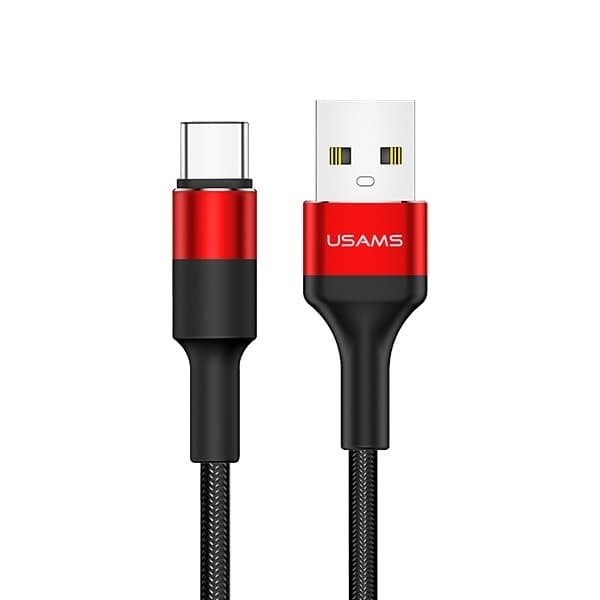 USAMS Flätad kabel U5 2A USB-C 1,2m (US-SJ221) - Röd