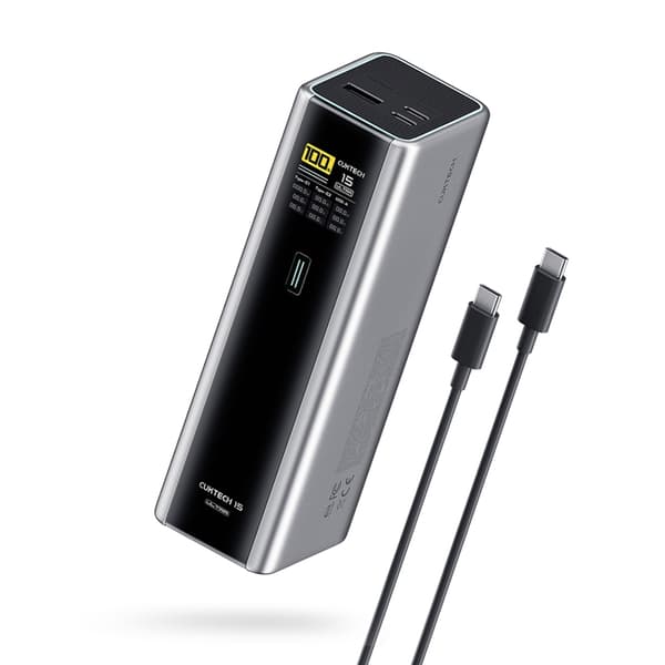 Cuktech Powerbank 20000mAh 210W 2xUSB-C 1xUSB-A - Grå