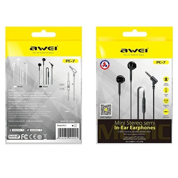 AWEI PC-7 Hovedtelefoner Stereo 3.5mm - Sort