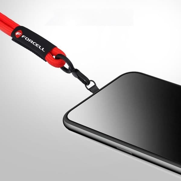Forcell Handled Mobilrem Lanyard med Justerbar Längd - Röd