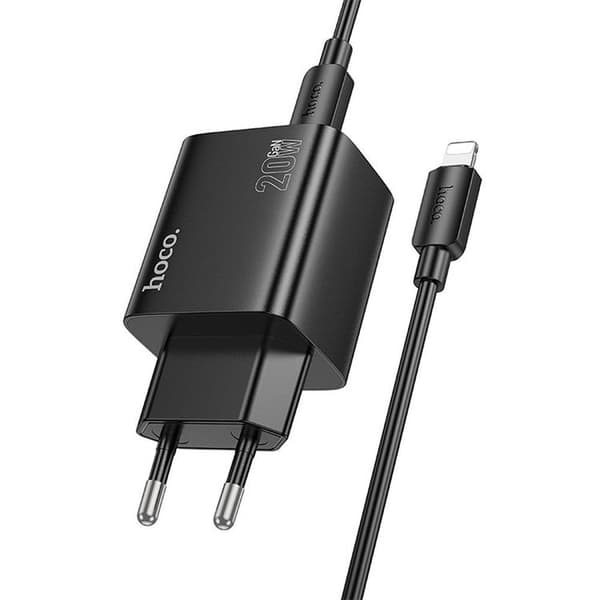 Hoco Snabbladdare PD 20W 2xUSB-A 2xUSB-C QC3.0 3A med Lightning Kabel N55