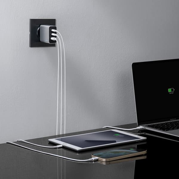 Cuktech Snabbladdare 65W 2xUSB-C 1xUSB-A GaN - Grå