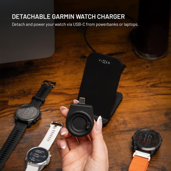 FIXED 3i1 Trådløs Ladestation designet til Garmin Watch Sort