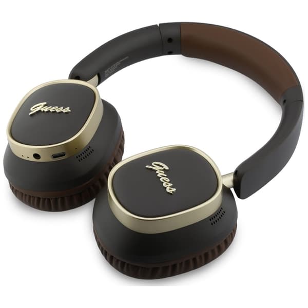 Guess On-Ear Hovedtelefoner Bluetooth ENC Rectangle Metal Script - Brun