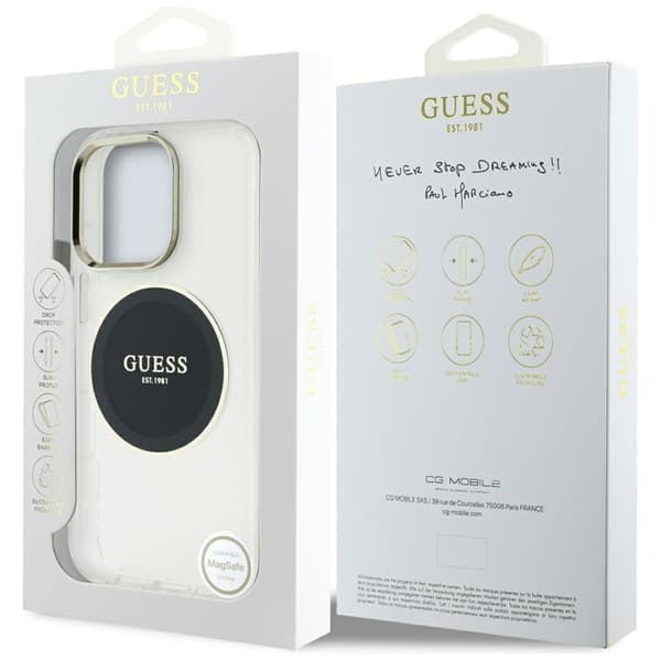Guess Telefontaske til iPhone 16 Pro Max MagSafe Metal Circle Logo - Sort