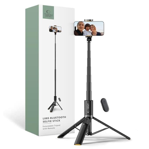 Tech-Protect Selfie Stick Stativ Bluetooth LOS8 - Sort