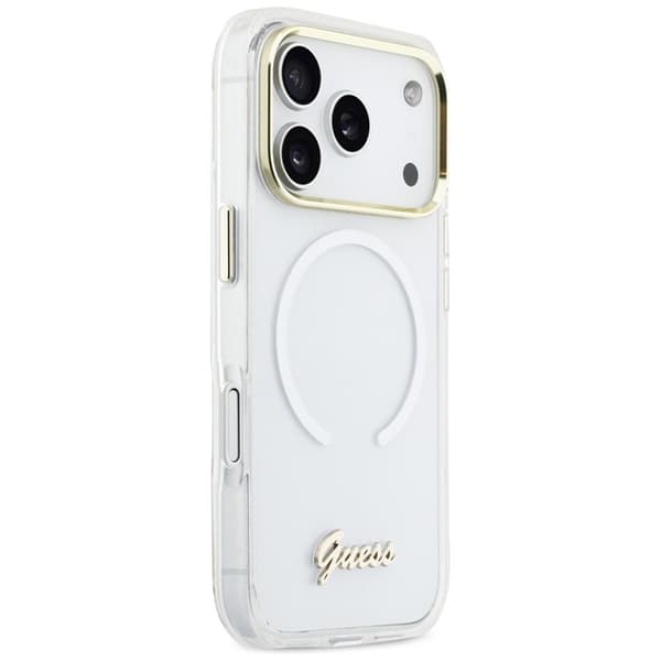 Guess Mobilskal För iPhone 17 Pro MagSafe  IML Gradient Script Metal - Vit
