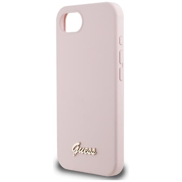 Guess Mobilskal till iPhone 16e MagSafe Silikon Script Metal Logo