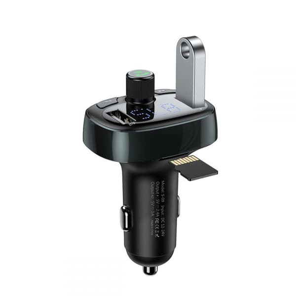BASEUS Tm01 2-Port Usb Biloplader+Transmitter Fm Sort