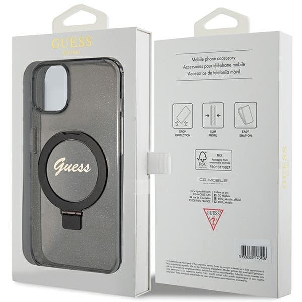 Guess Mobilskal till iPhone 13/14/15 MagSafe Ring Stand Script Glitter