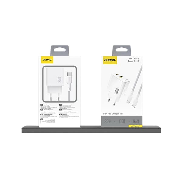 Dudao Hurtigoplader USB-A/USB-C 35W med USB-C Kabel