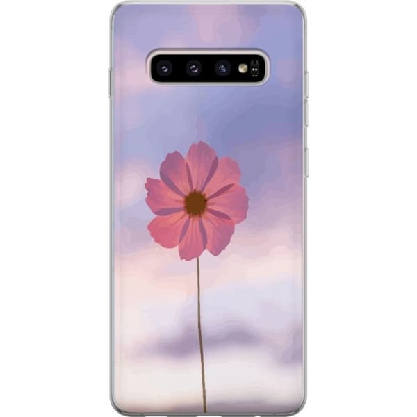 Telefontaske til Samsung Galaxy S10+ med lyserød blomst