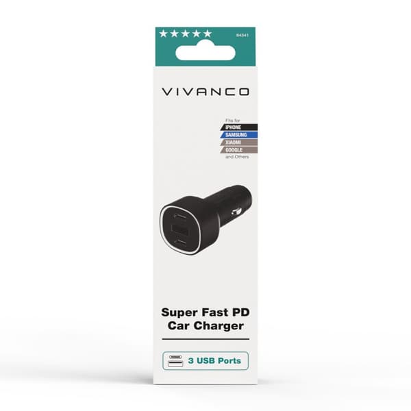 Vivanco Superhurtig 60W Billader 2xUSB-C 30W/1xUSB-A 18W
